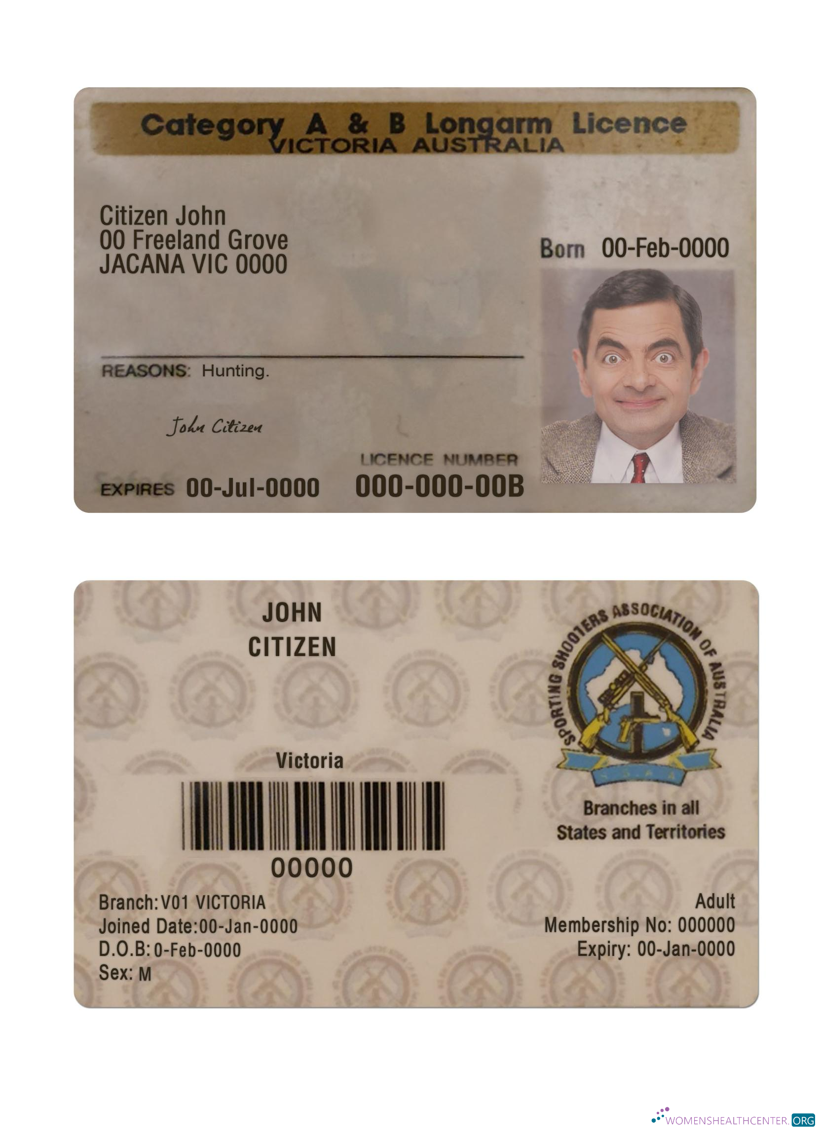 download Australia Victoria state A & B longarm license